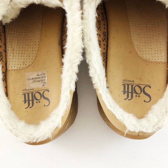 SOFFT Tan Nubuck Leather Shearling Lined Clogs with Toggle Clasp 9.5 - Picture 8 of 11
